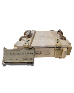 BMZ Brass Case 115gr FMJ 9mm 250rd Battle Pack or 1000rd Military Crate 