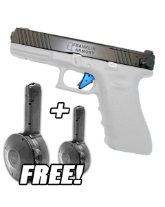 Franklin Armory G-S173 Glock Binary Firing System Kit - For Glock 17 Gen 3 | Blue Anodized Trigger w/ 2 Free KCI 9mm Drum Magazine - 50rd | Gen 2 | Fits Glock 17, 19, 26, 34