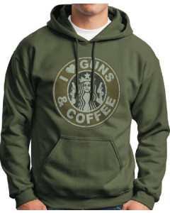 I Love Guns and Coffee Hoodie - Military Green