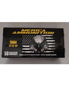 Merica Ammunition 9mm 124gr JHP 1000rd Case - Free Shipping!!