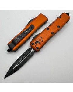 Microtech UTX-85 Auto OTF 3" Black Double Edge Blade - Halloween Orange