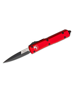 Microtech Ultratech Auto OTF 3.46" Black Double Edge Bayonet Blade - Red
