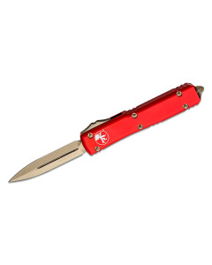 Microtech Ultratech Auto OTF 3.46" Bronze Double Edge Dagger Blade - Red