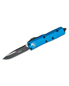 Microtech UTX-85 Auto OTF 3" Black Drop Point Plain Blade - Blue