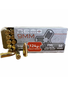 Nemo Arms Branded PPU 9mm 124gr FMJ 1000rd Case
