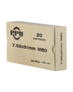  PPU Ammo 7.62X51MM 149GR. FMJ-BT 20-Pack