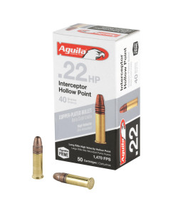Aguila Ammunition Rimfire, Interceptor, 22LR, 40Gr, Hollow Point, 50 Round Box 1B222321
