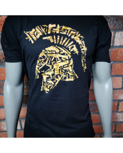 Tactical Shit "Tactical Spartan Helmet"-Black T-Shirt-Desert Camo Decal
