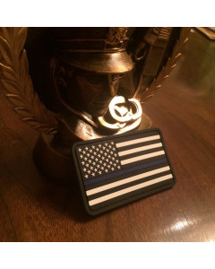 Thin Blue Line American Flag PVC Black and White