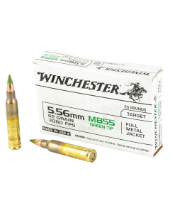 Winchester USA 5.56x45mm NATO 62gr FMJ Green Tip 20rd Box
