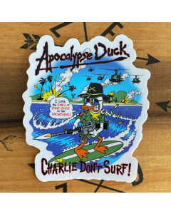Zero Fucks Duck Apocalypse Duck "Charlie Don't Surf" Sticker