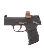 Sig Sauer P365 Rose Kit w/Red Dot Micro-Compact Frame 380 ACP 10+1, 3.10" Black Carbon Steel Barrel, Black Nitron Optic Ready/Serrated Stainless Steel Slide, Black w/Matte Rose Gold Controls, Stainless Steel Frame w/Picatinny Rail