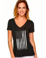 AMERICAN FREEDOM FLAG LADIES V-NECK
