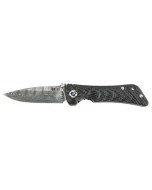 Southern Grind Spider Monkey 3.25" Damascus Drop Point Folding Blade - Carbon Fiber Handle