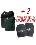 HighCom Trooper Tac Plate Carrier w/ 2 Titan XP Level IV Ceramic Plates – Single Curve | Shooter Cut | 10x12