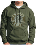 I Love Guns and Coffee Hoodie - Military Green