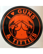 I Love Guns and Titties Sticker | Black and Orange