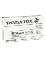 Winchester USA 5.56x45mm NATO 62gr FMJ Green Tip