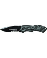 Smith & Wesson Black Ops Mini M.A.G.I.C. Assisted Opening Liner Lock Folding Knife, Ergonomic Rippled & Smooth Grey Aluminum Handle with Safety Lock